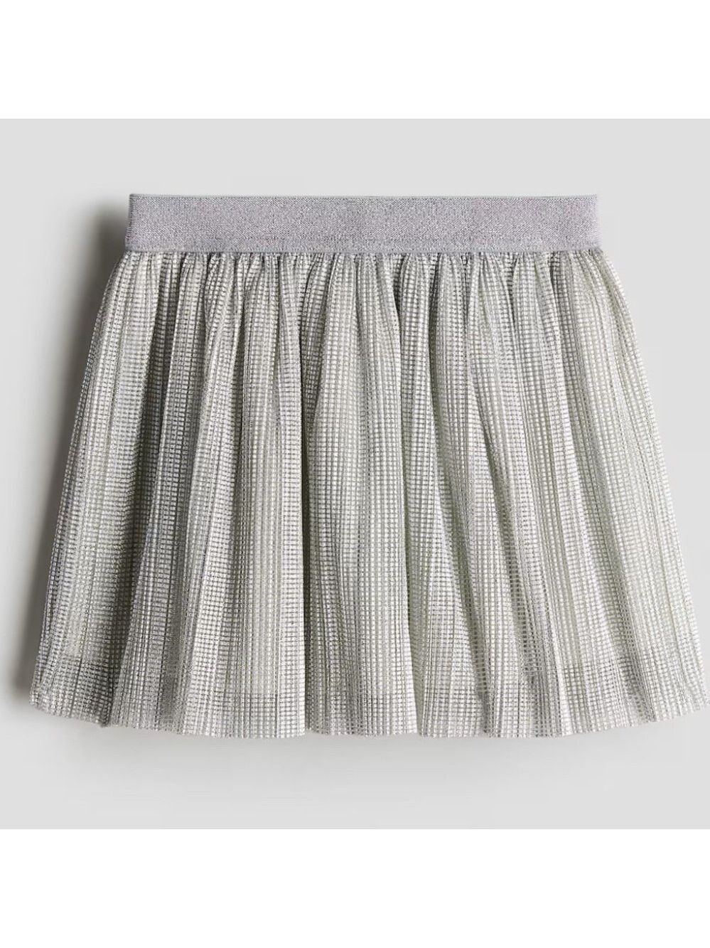 H&M Metallic Silver Shimmery Elastic Waist Girls Mini Skirt